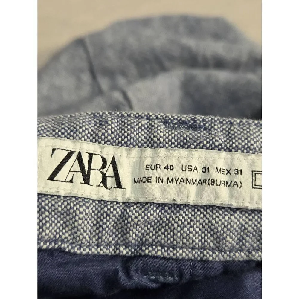 Zara Men's Cotton European Linen Blend Shorts Sz. 31